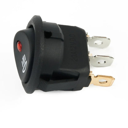 Fog Light Switch Round 12V Red LED 23mm On Off ABS Plastic