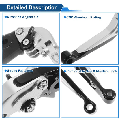 Adjustable Brake Clutch Lever for Kawasaki Vulcan S (2015–2023) - Silver Black