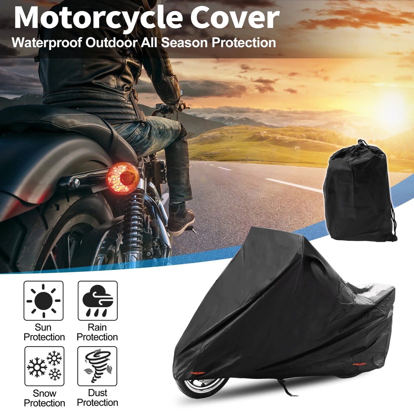 Motorcycle Cover 210D-PU Black for Suzuki V-Strom 250 (2022–2024)