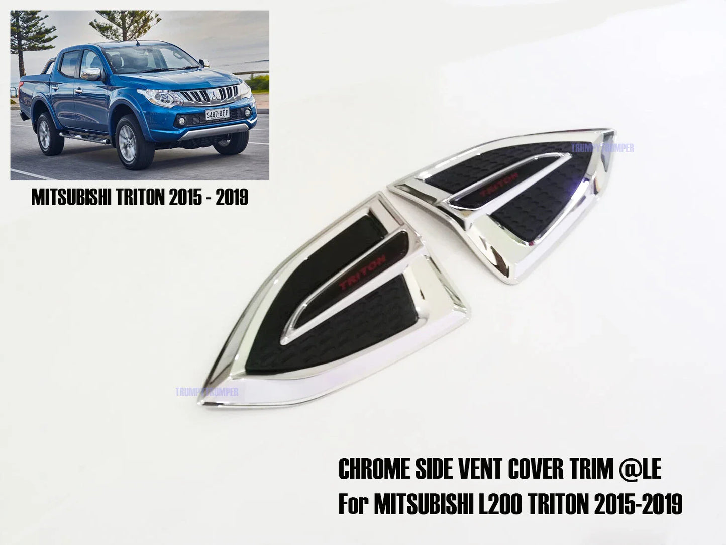 Chrome Side Vent Door Cover Trim for Mitsubishi L200 Triton Pickup (2015-2019)