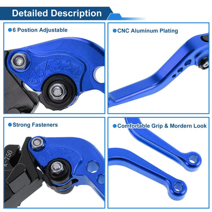 Short Brake Clutch Levers for Kawasaki Ninja 650R/ER-6F/EX650 (2017–2022) Blue