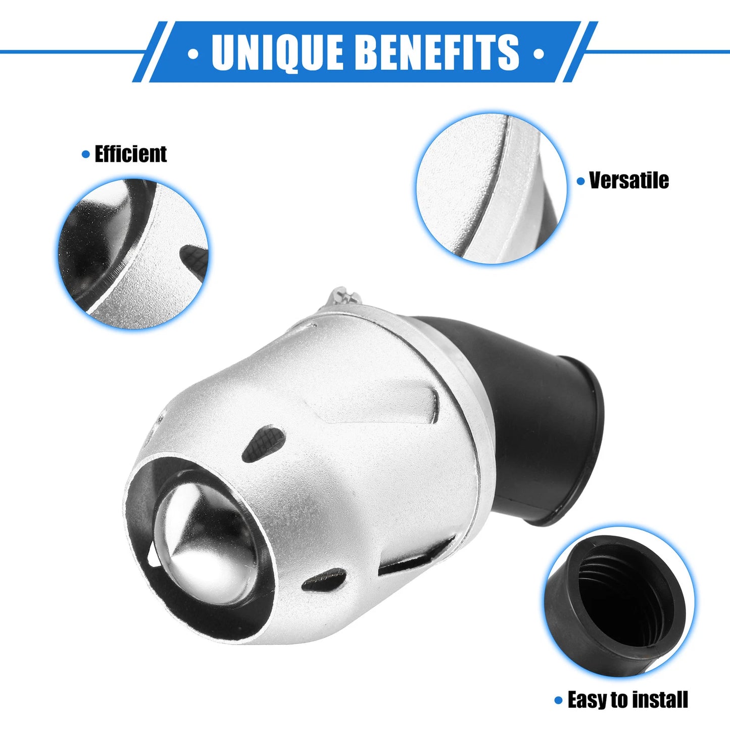 Air Filter for Universal Motorcycle (35mm ID, 90x60mm) Aluminum Alloy Silver