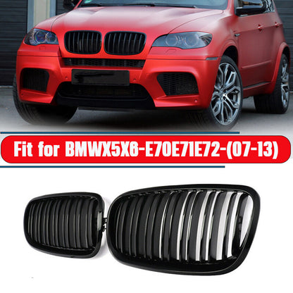 Gloss Black Front Kidney Grill for BMW X5 X6 (2007–2013)