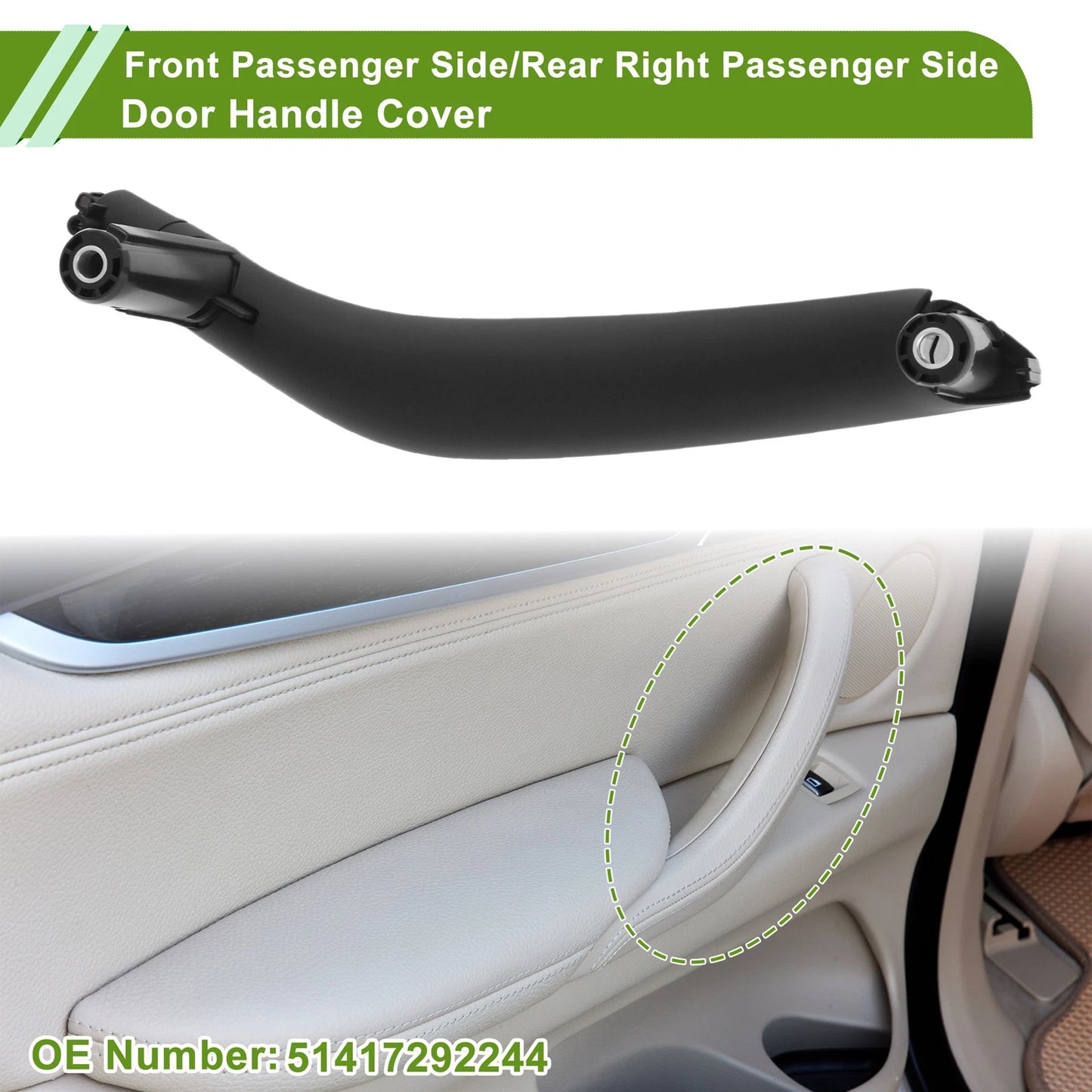 Door Panel Handle Pull Trim Cover for BMW X5 F15 (2014–2018) No. 51417292244 Black
