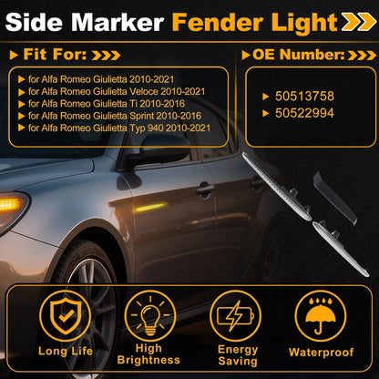 Side Marker Fender Light 50513758 for Alfa Romeo Giulietta (2010–2021) 1 Pair
