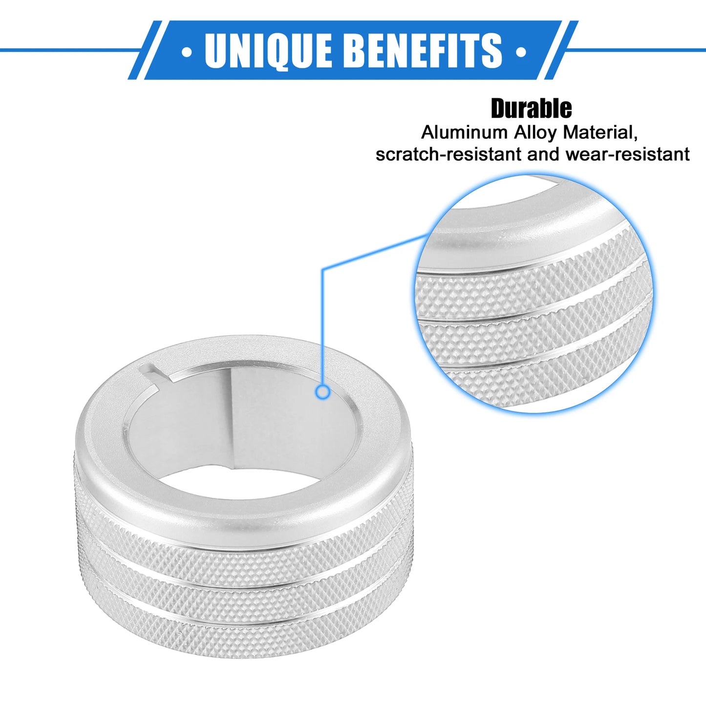 Set of 5 AC Climate Control Knob Rings for Toyota 4Runner (2010–2022) Silver