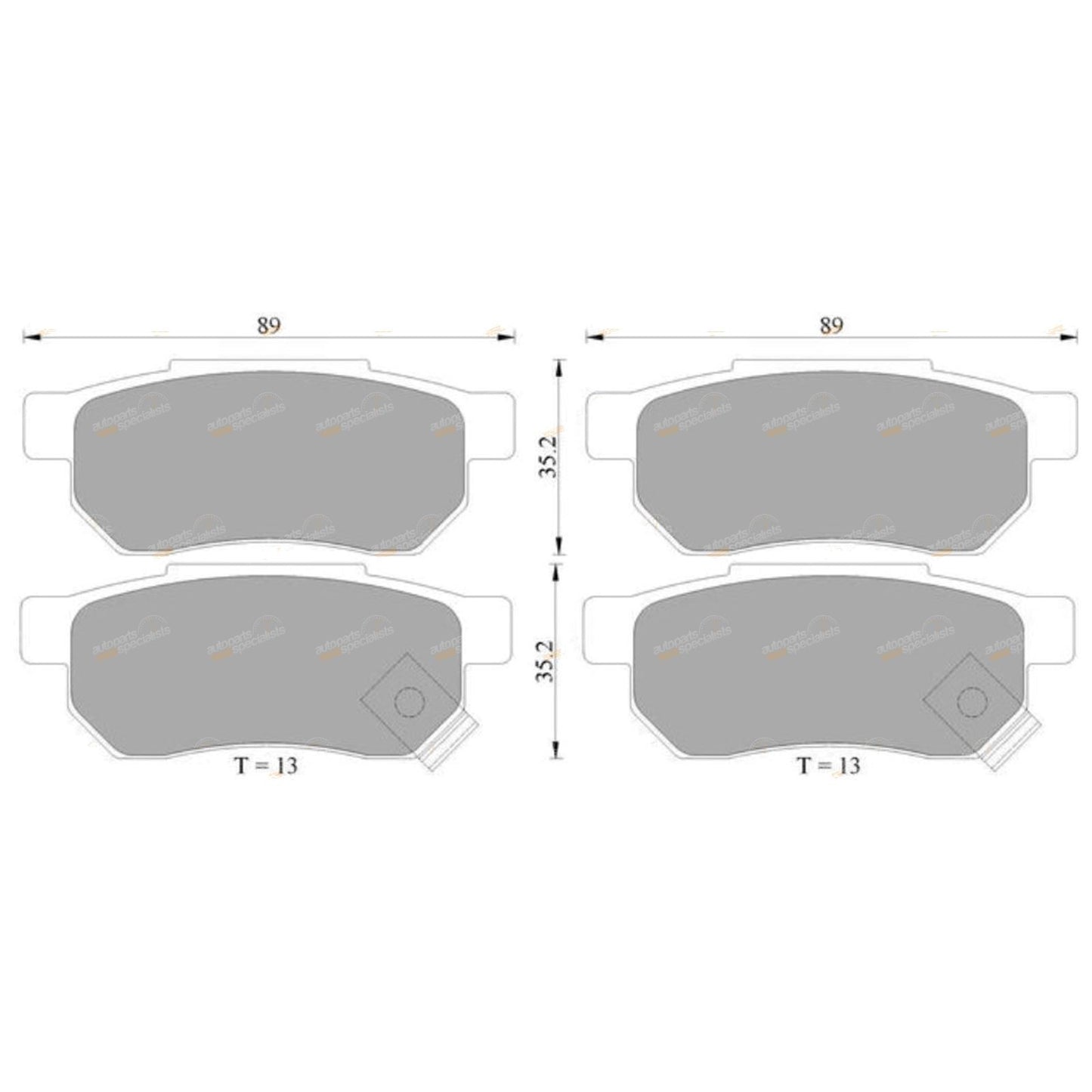Set of 4 Rear Disc Brake Pads for Honda City/Civic/Concerto/CRX (1987–2019)