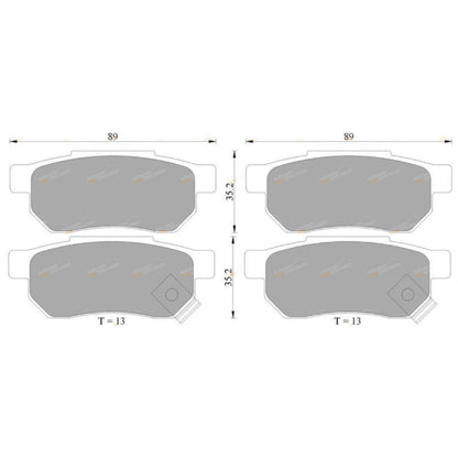 Set of 4 Rear Disc Brake Pads for Honda City/Civic/Concerto/CRX (1987–2019)
