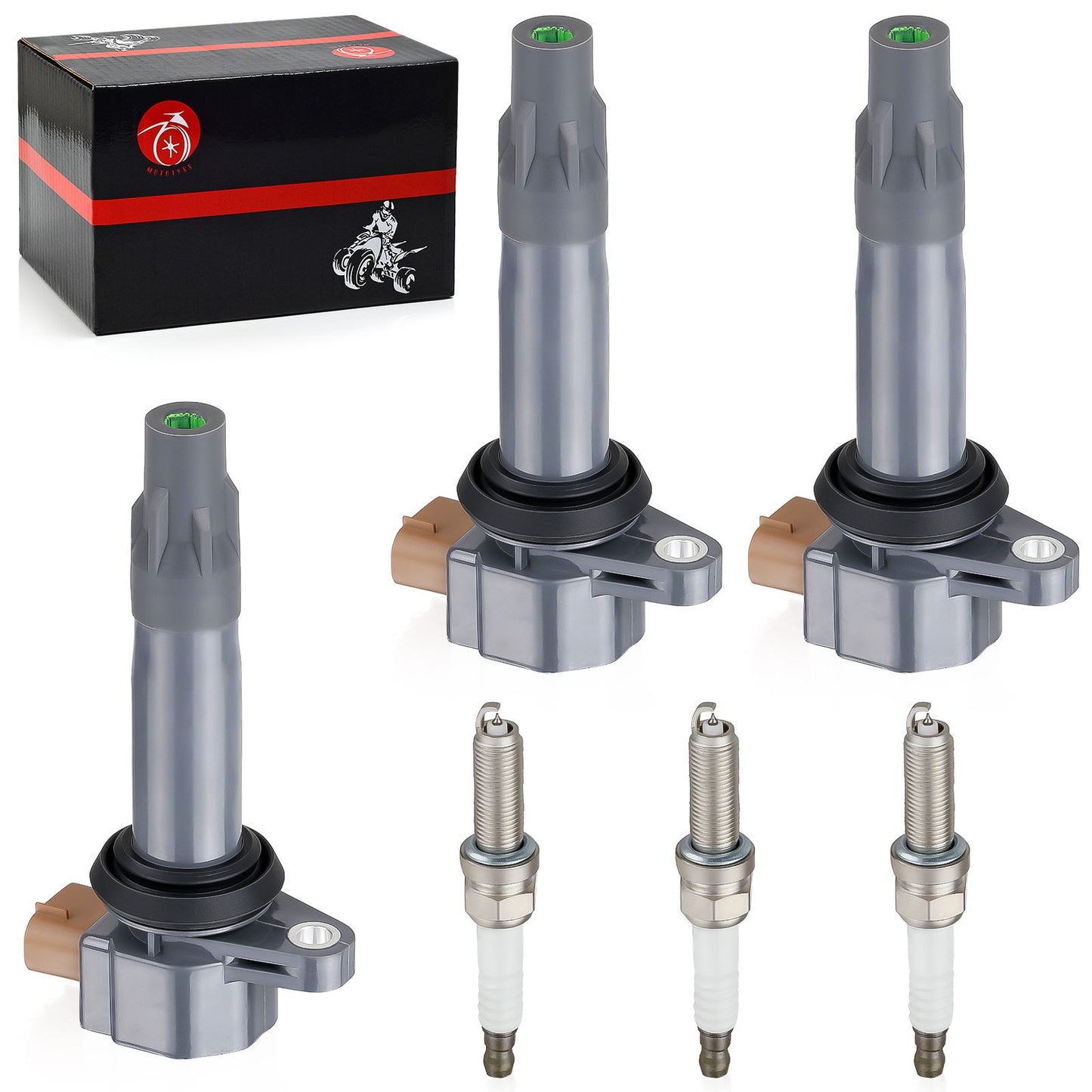 3 Ignition Coils + Iridium Spark Plugs for Can-Am Maverick X3 (2017–2023)