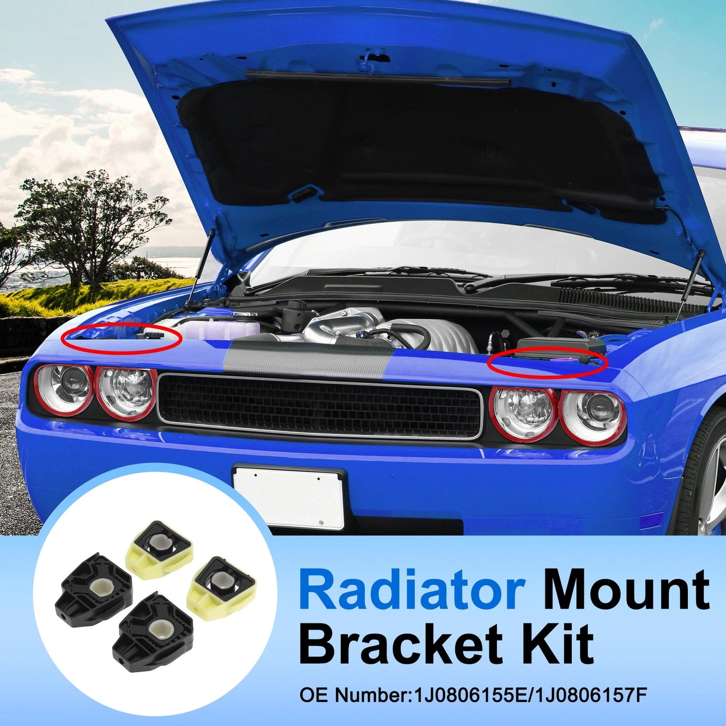 Set of 2 Upper/Lower Side Radiator Mounts for Audi A3 (1998–2003) 1J0806155E