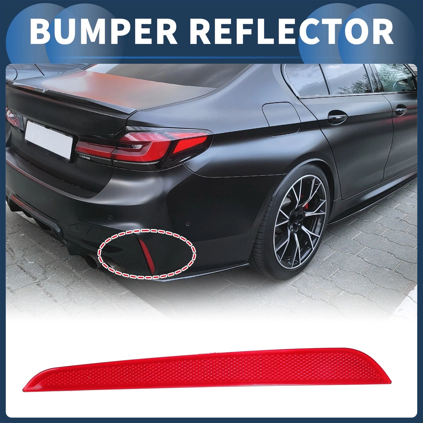 Bumper Reflector No. 63147388766 for BMW M5 (2018–2020) Red Rear Right