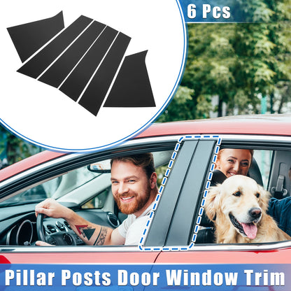 Set of 6 Pillar Posts Door Window Trim Cover for Chevrolet Malibu (2016–2021) Black