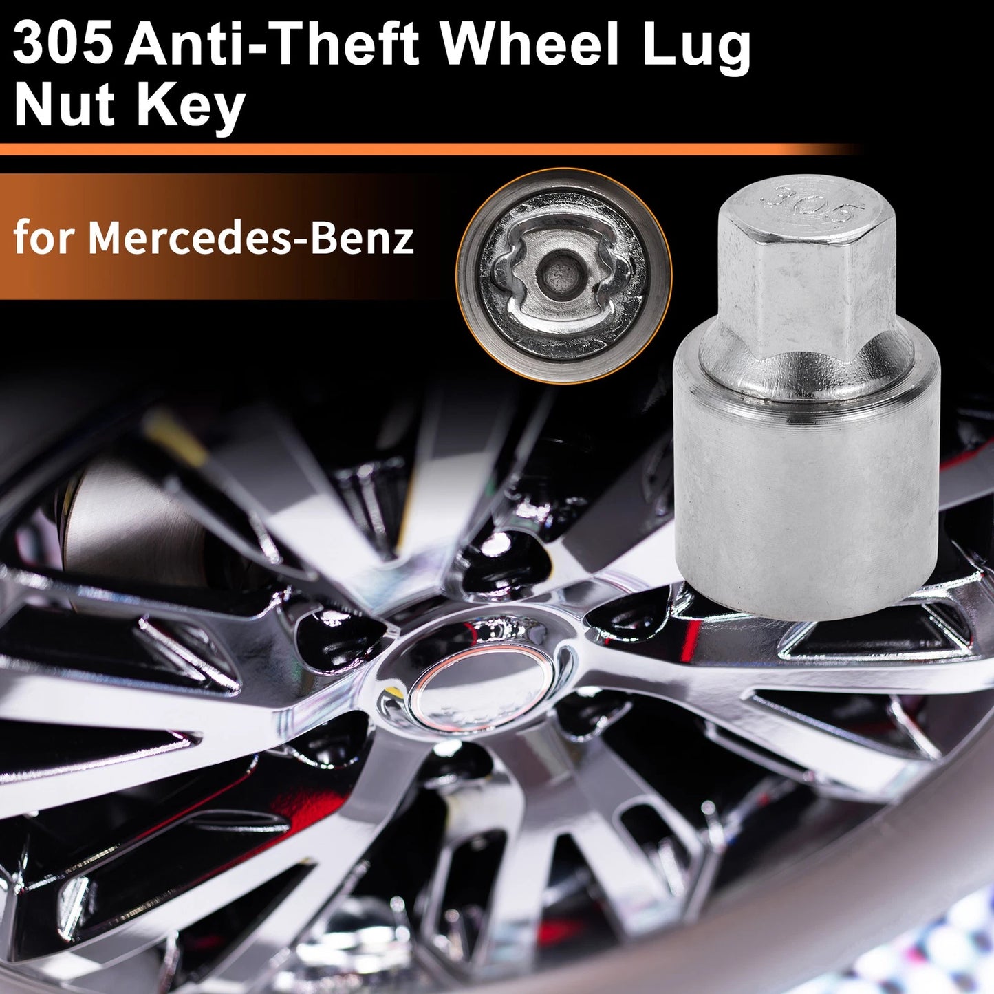 305 Wheel Lock Lug Nut for Mercedes-Benz (Locking Nut Key Socket)