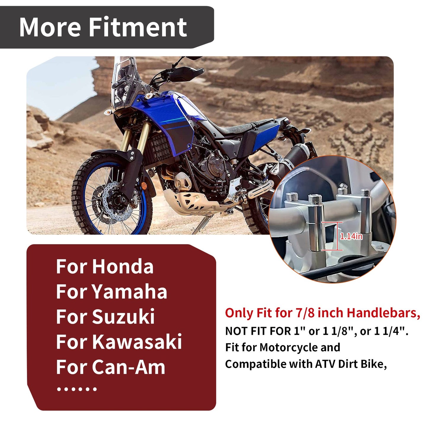 Handlebar Risers for Honda Suzuki ATV Dirt Bike Motorcycle (30mm Height)