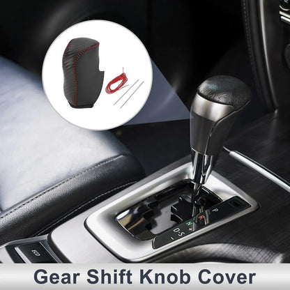 Gear Shift Knob Cover for Honda Civic 2012-2014 Black Carbon Fiber Red