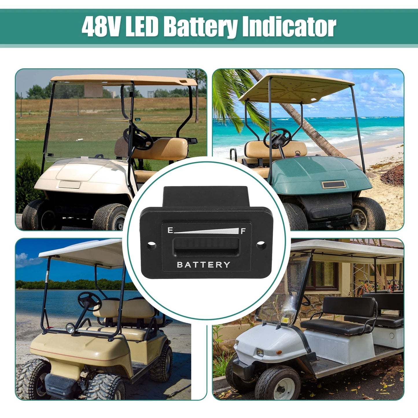 48V LED Battery Gauge Meter for EZGO, Yamaha Golf Cart, Club Car