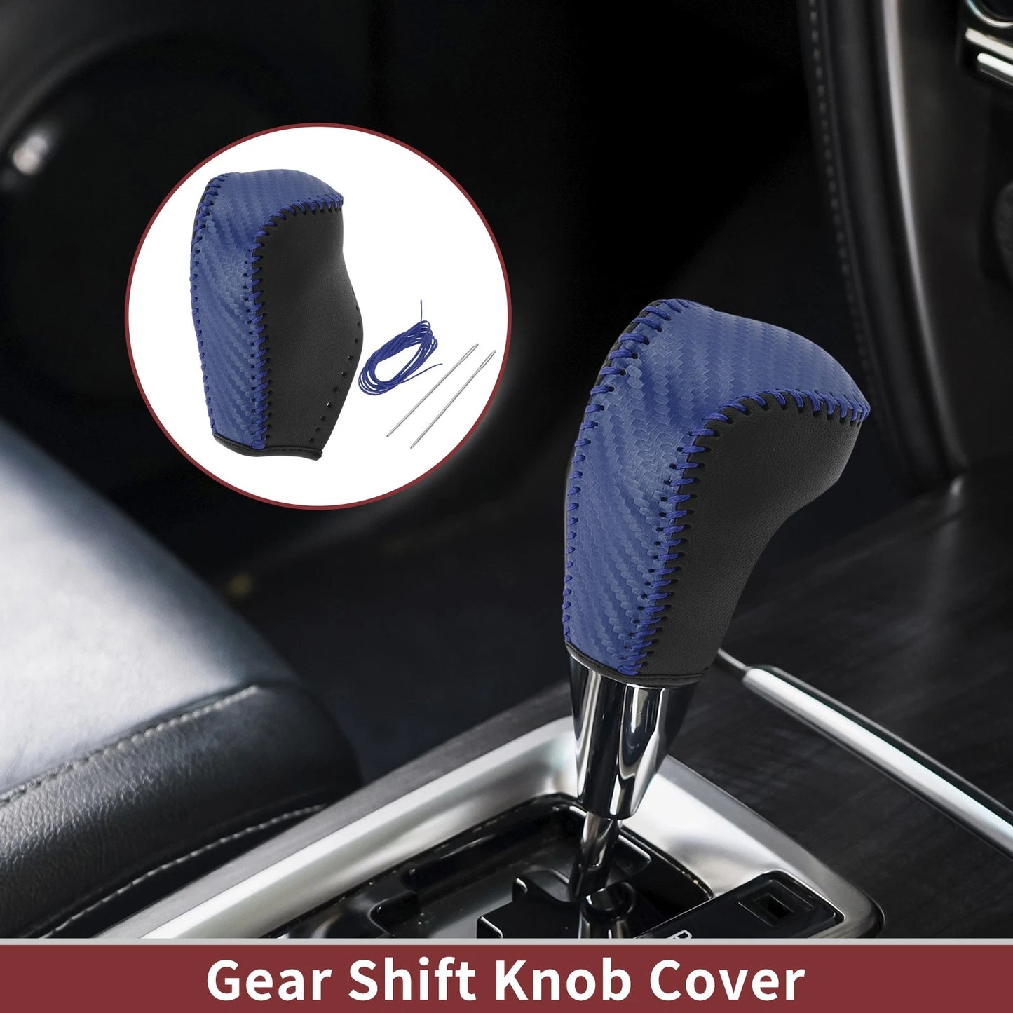 Gear Shift Knob Cover for Toyota Corolla (2014–2018) Blue Faux Leather