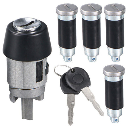Set of 2 Ignition Switch Door Lock Barrels with Keys for VW T4 Transporter (1990–2003)