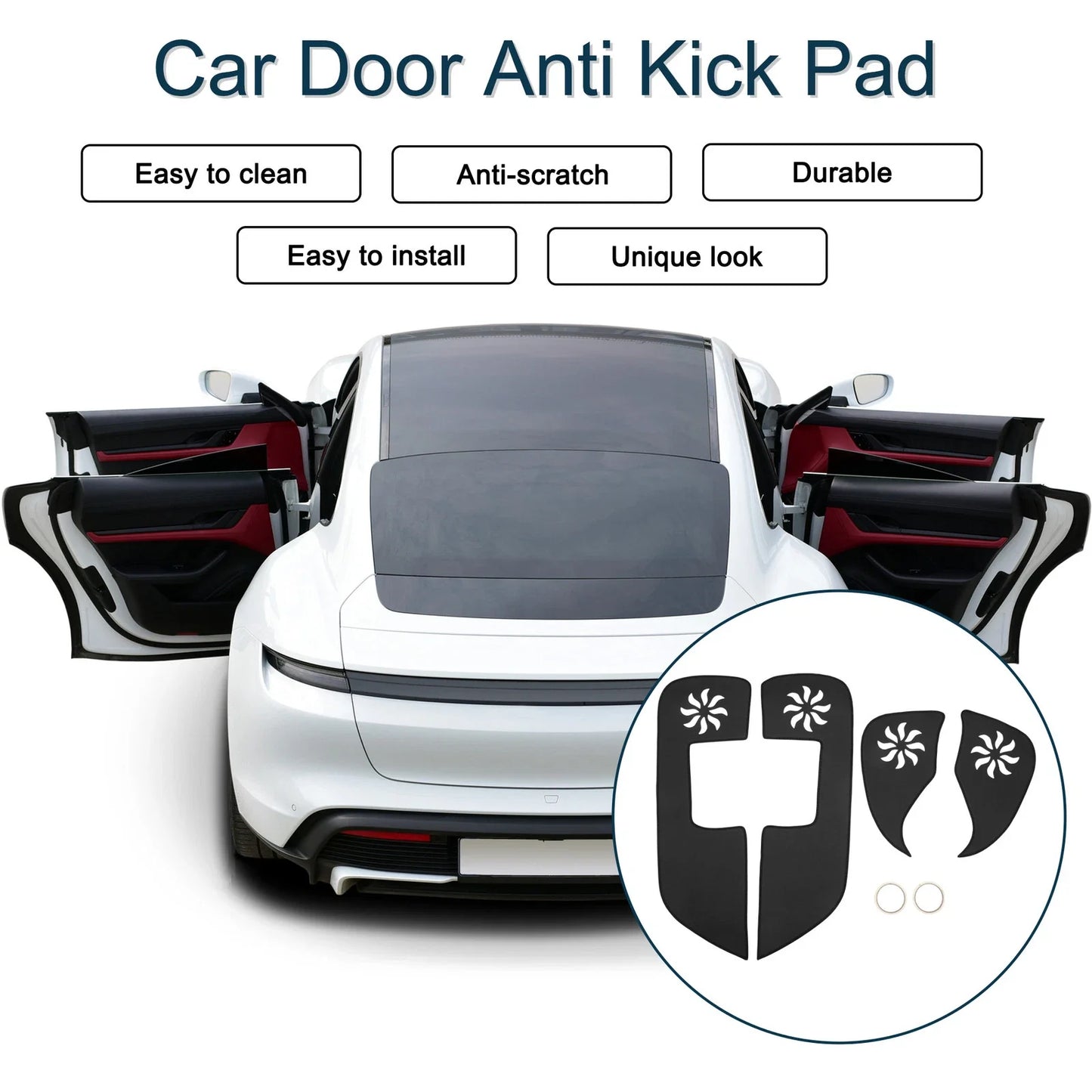 Car Door Anti Kick Pad Sticker Protector for Lexus CT200H (2011-2014) Black