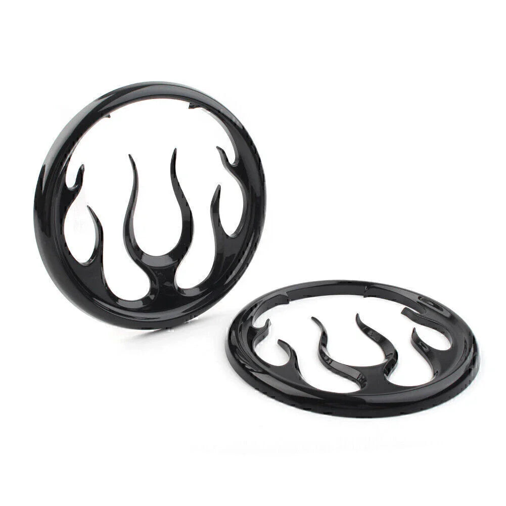 Black Flame Speaker Grill Accent Trim Cover for Harley Electra Glide (2009-2023)