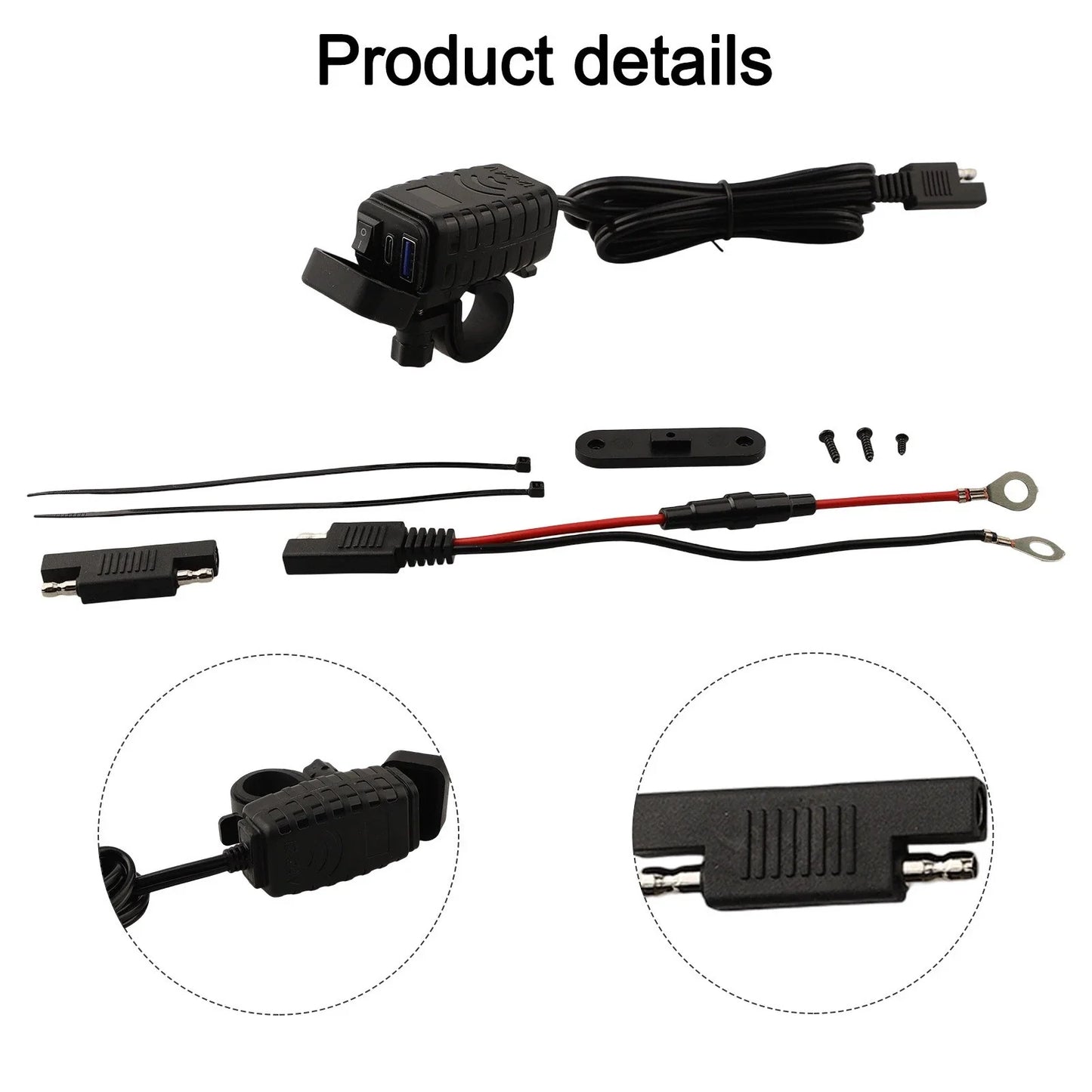 Dual USB Car Charger for Motorcycle with QC 3.0 and PD Compatibility