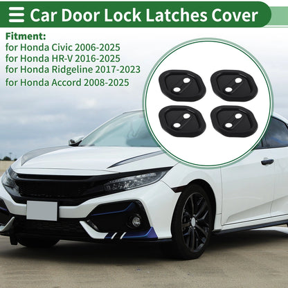 Set of 4 Car Door Lock Latches Cover for Honda Civic (2006–2025) Black Plastic