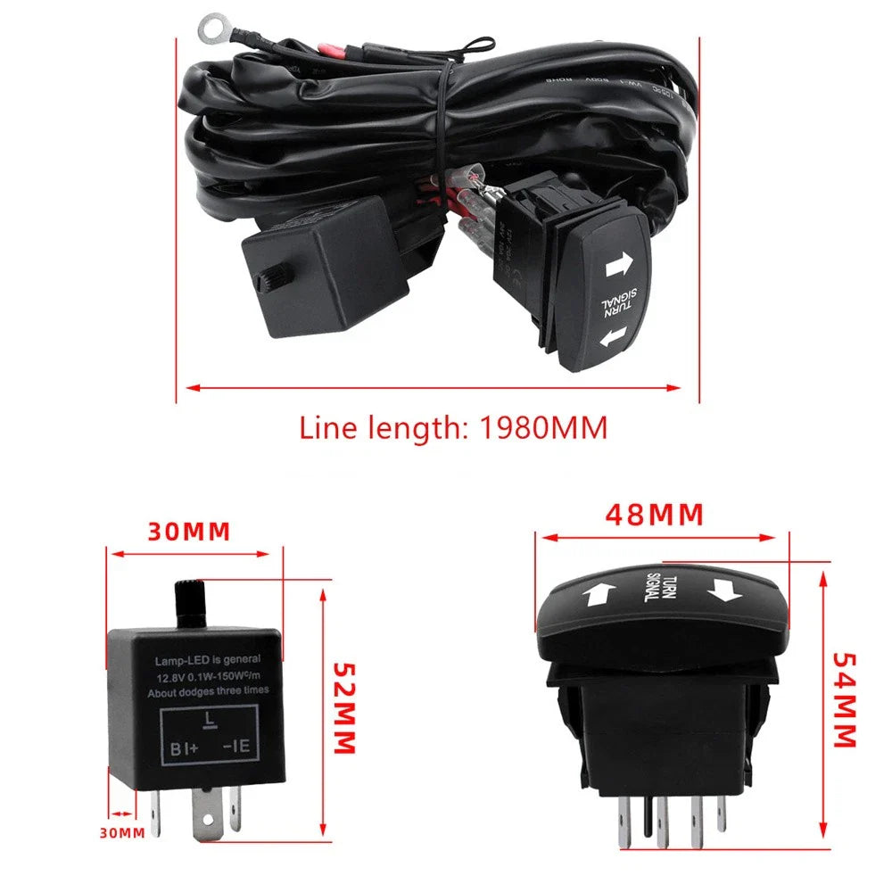 Turn Signal Wiring Harness & Relay Fuse for UTV ATV Polaris RZR, Maverick X3, Talon