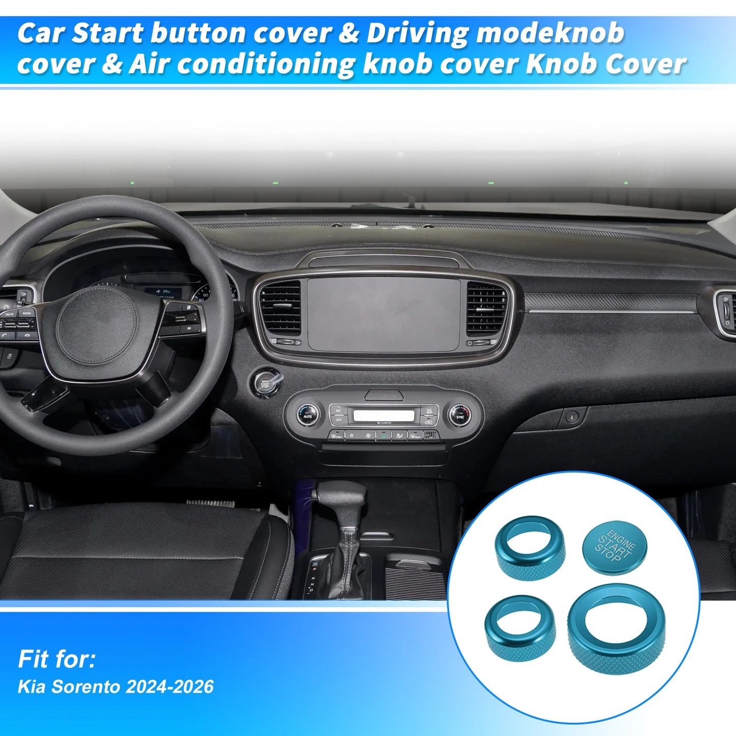 Control Switch Knob Cover Trim Ring for Kia Sorento (2016–2023) - Lake Blue