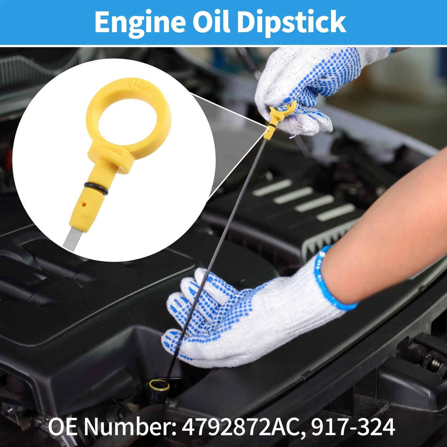 Engine Oil Dipstick for Chrysler 300 (BR3Z6750A) Plastic Stainless Steel