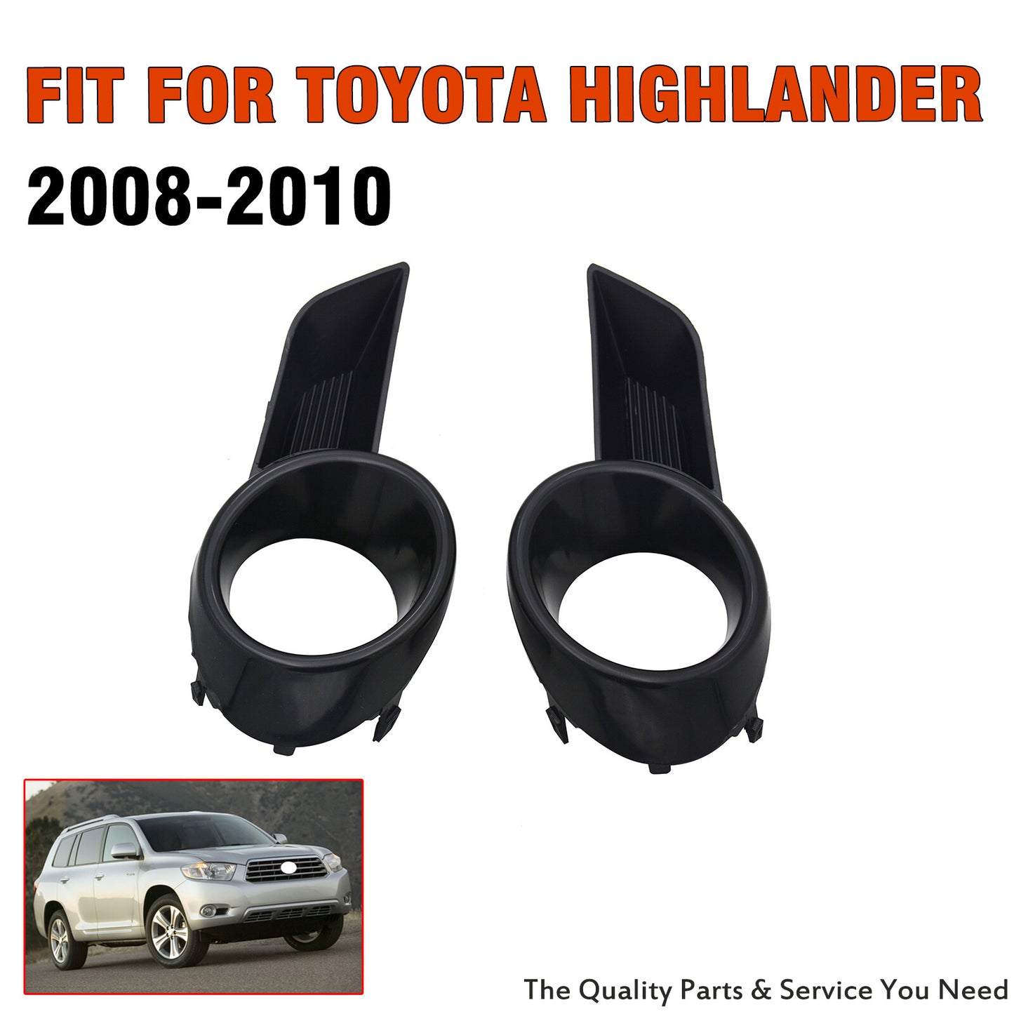 Pair Front Fog Light Covers for Toyota Highlander (2008–2010)