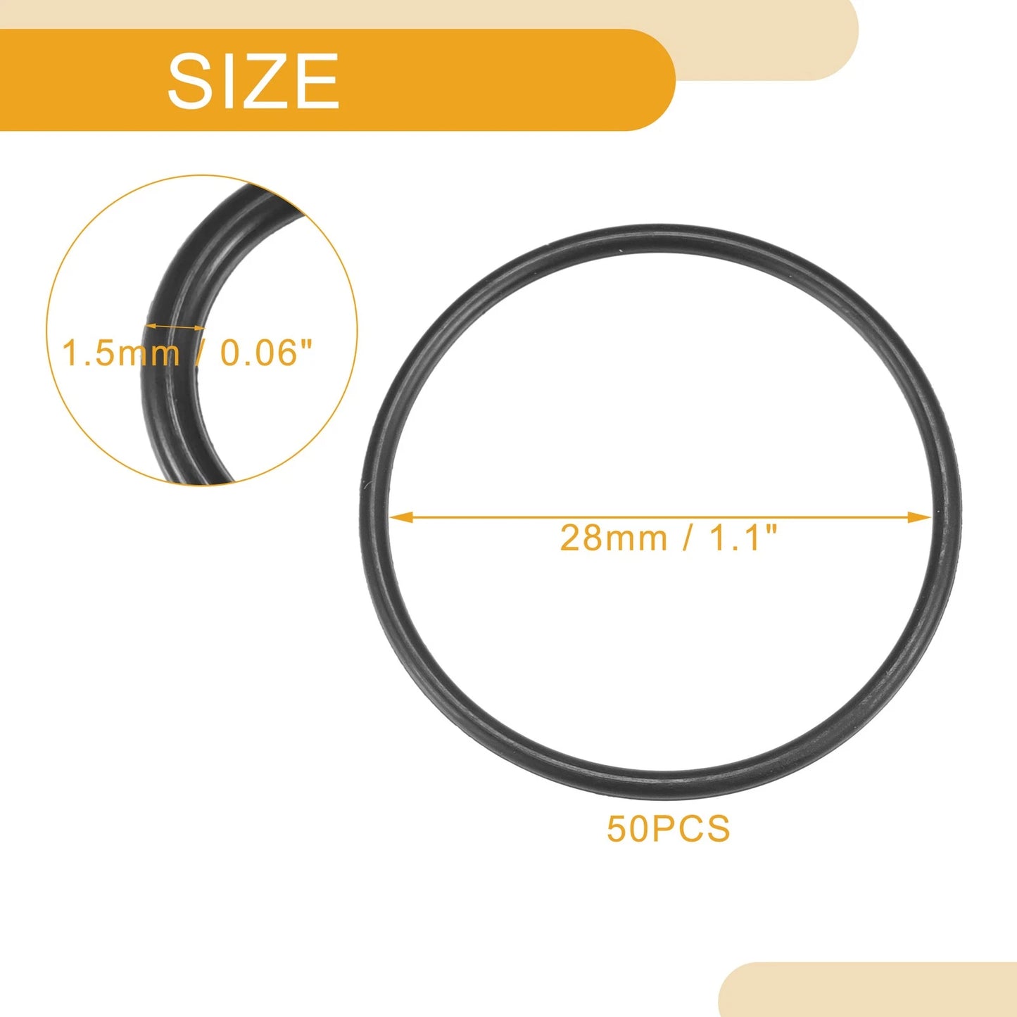 50pcs NBR Rubber O Ring Seal Gasket for Cars Trucks 28mm ID x 1.5mm CS