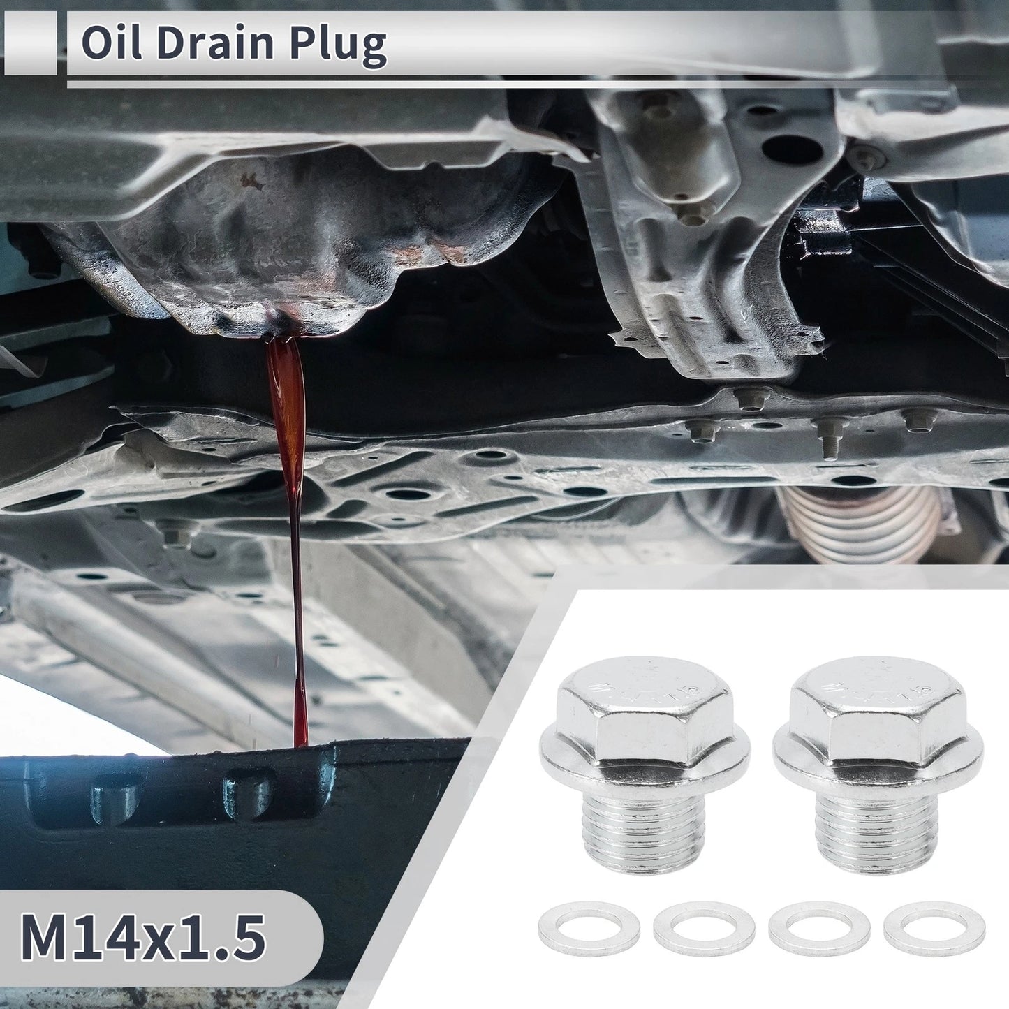 Set of 1 M14x1.5 Engine Oil Drain Plug with Gasket for Car Motorcycle