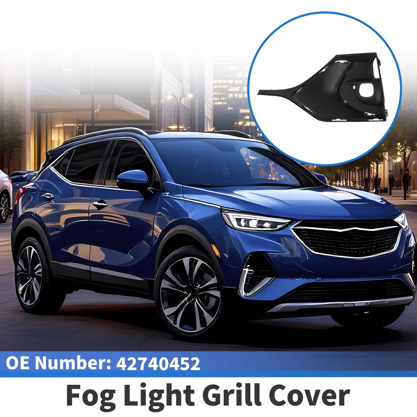 1 Pc Fog Light Grill for Buick Encore GX (2020–2023) No. 42740452 Black