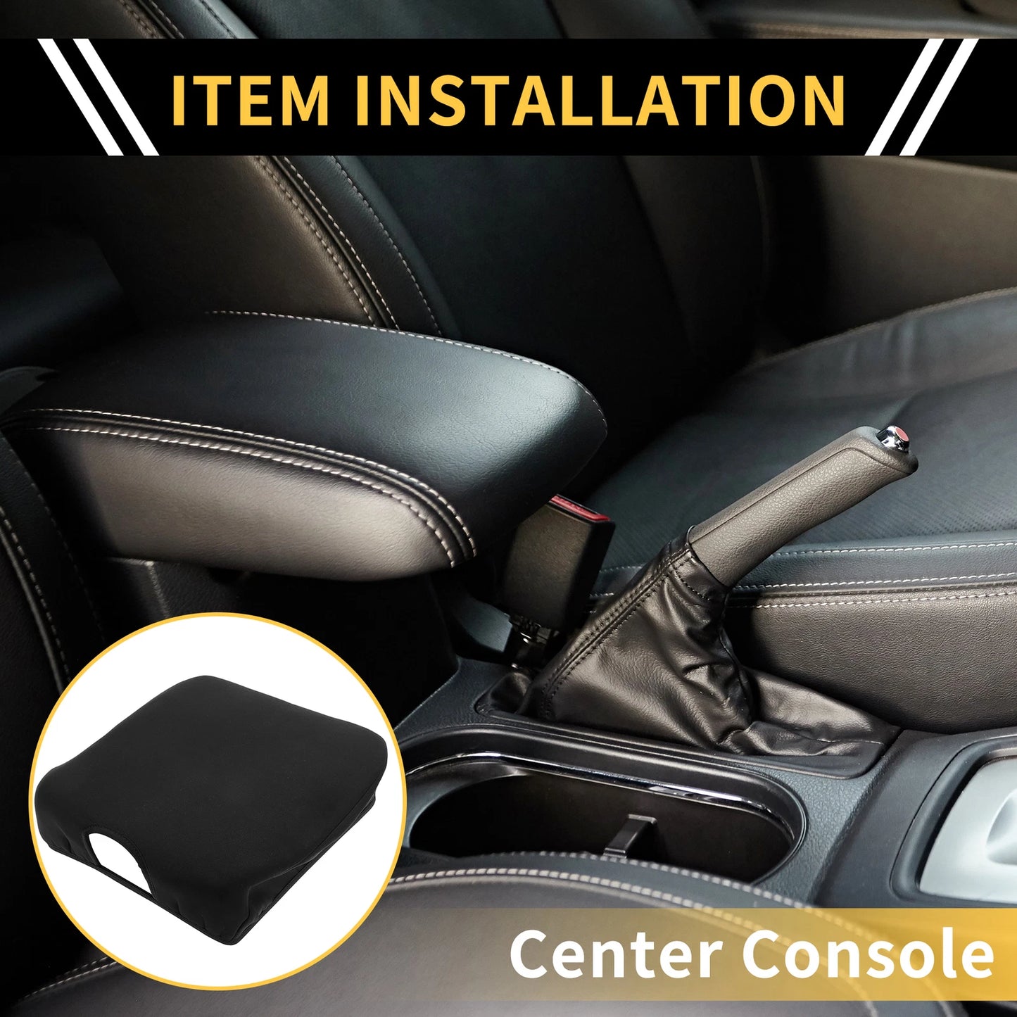 Center Console Lid Armrest Cover for Dodge Ram (Microfiber Leather)