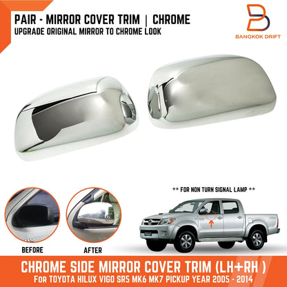 Chrome Side Mirror Cover Trim for Toyota Hilux Ute Vigo SR5 (2005-2014)