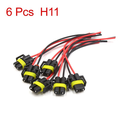 Set of 6 H11 Fog Light Bulb Extension Wire Harness Male Socket Adapter
