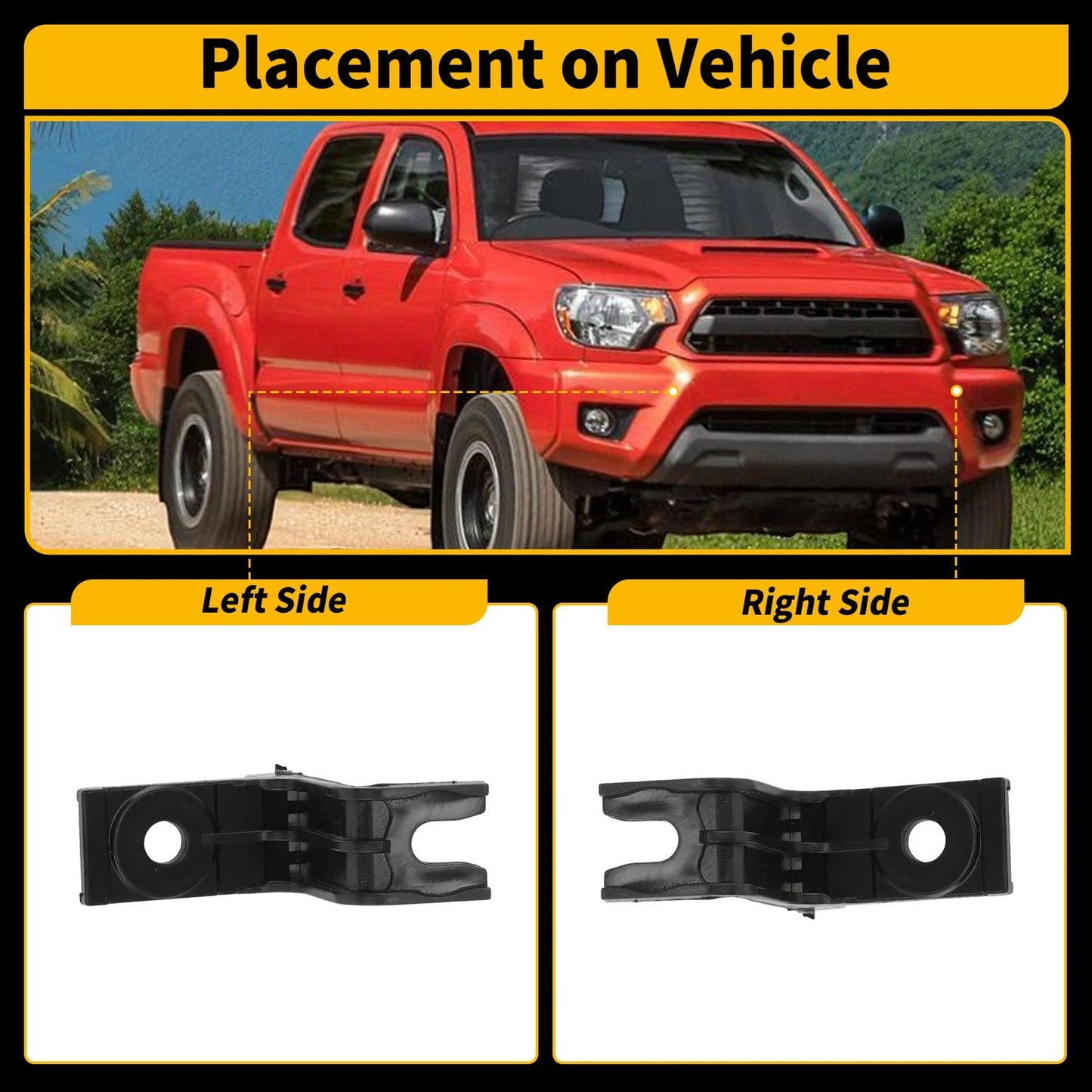 Set of 2 Front Bumper Filler Clip Brackets for Toyota Tacoma (2012–2015) No. 52531-04010
