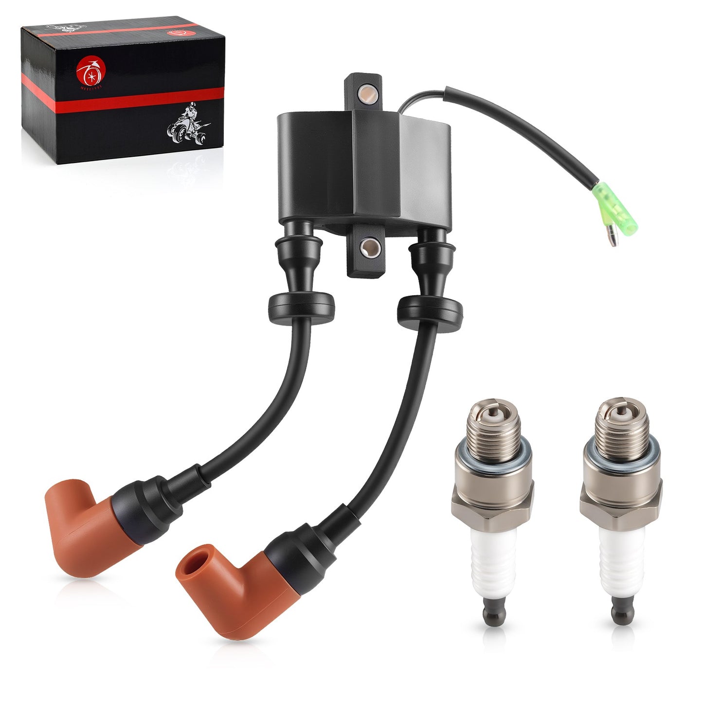 Ignition Coil & Spark Plug Set for Yamaha Outboard F6 F8 F9.9 T8 T9.9 C25 (4-Stroke)