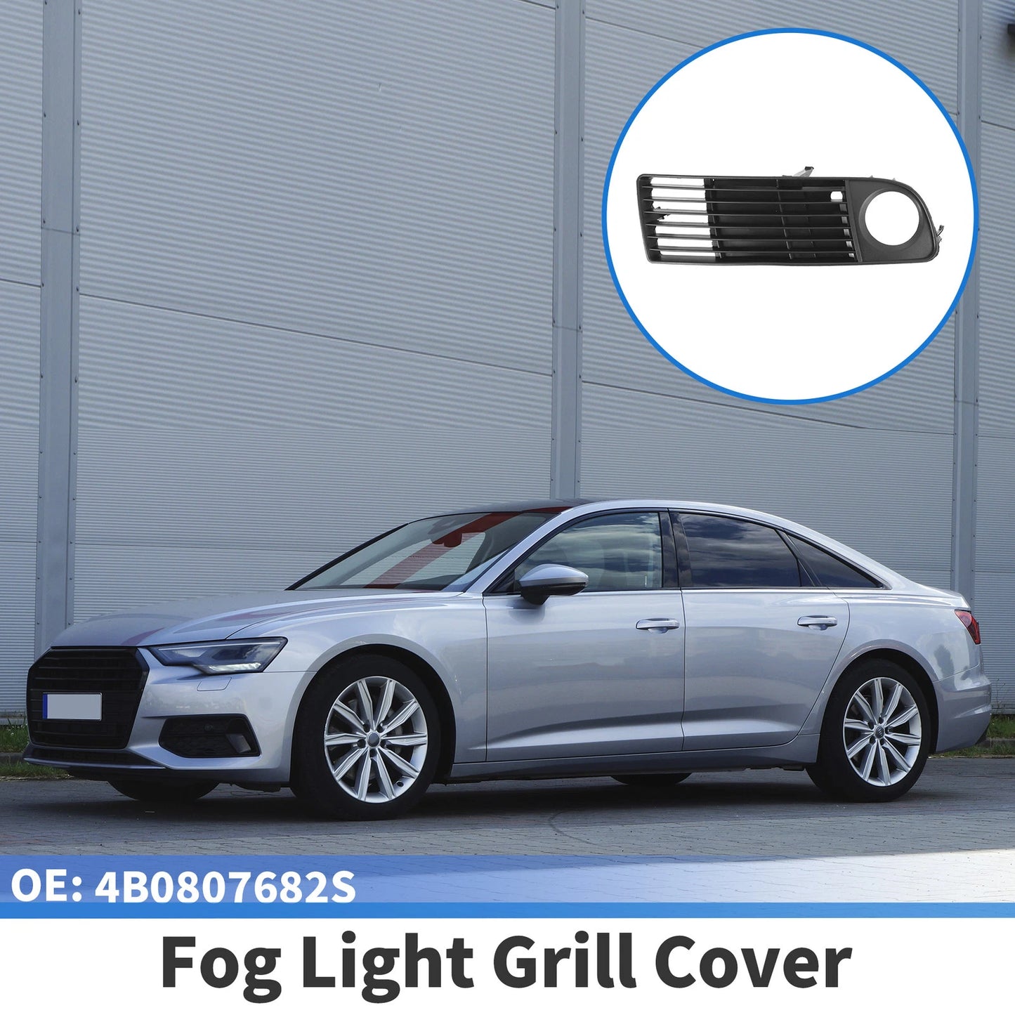 1pc Front Right Fog Light Grill for Audi A6 C5 (1998–2002) No. 4B0807682S ABS