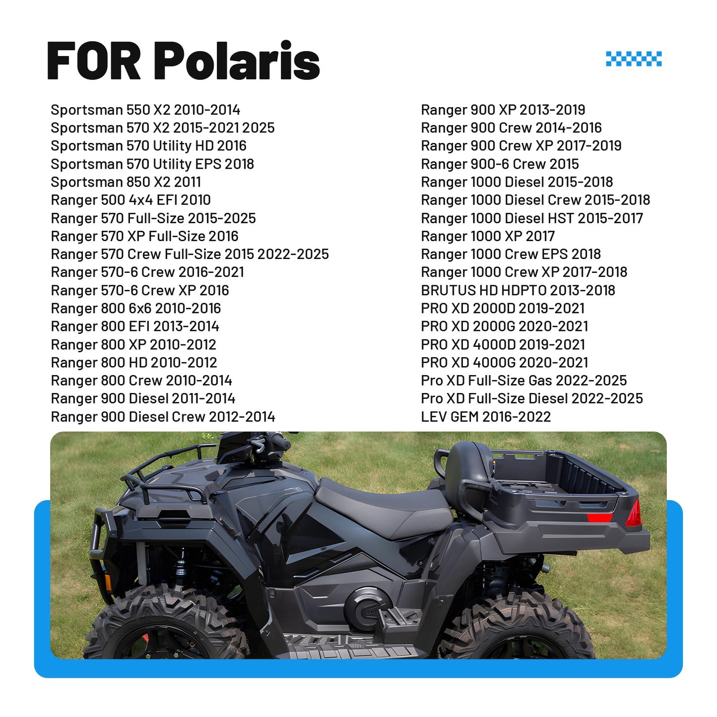 2x Tailgate Slam Latch for Polaris Ranger 900 (2013–2019)
