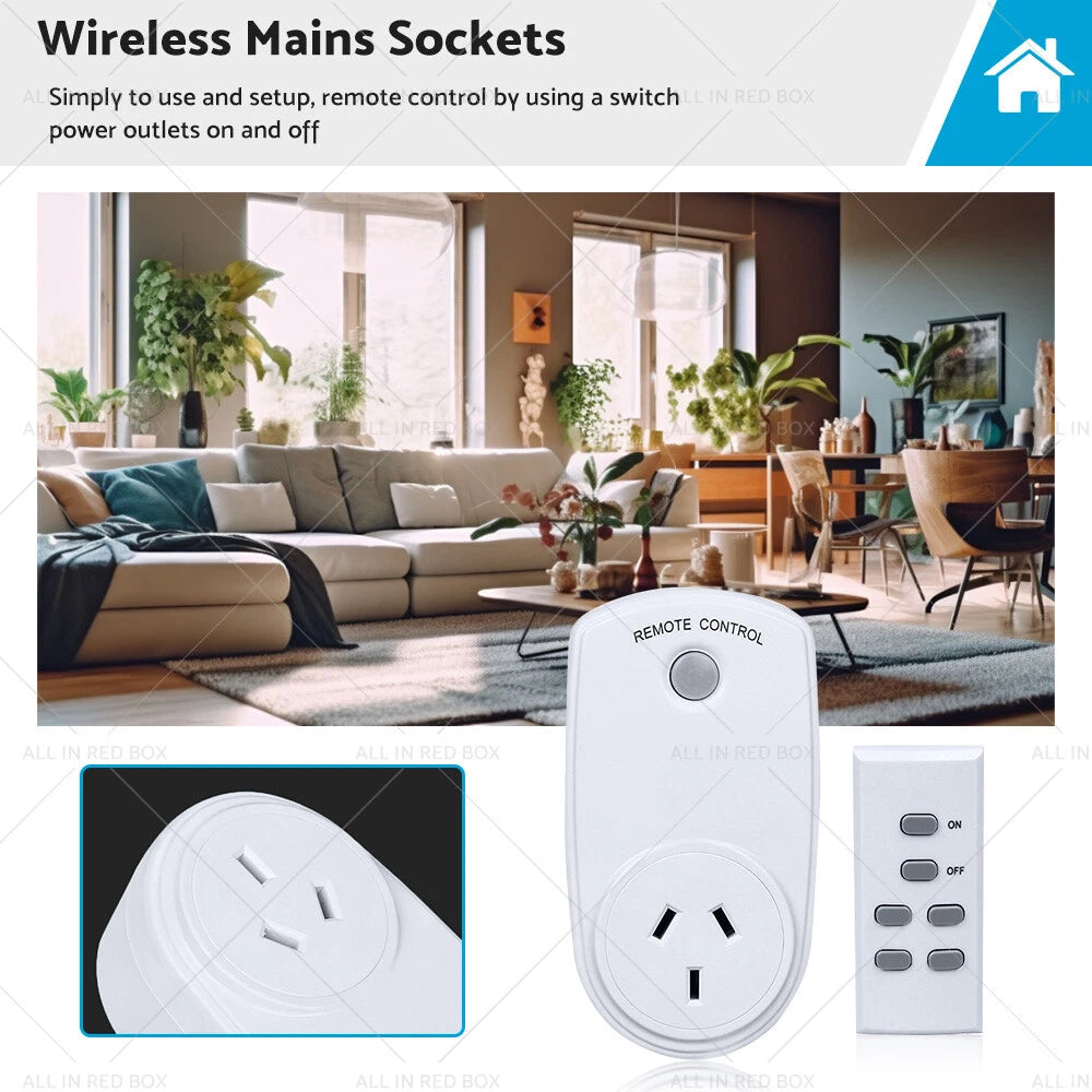 1 Pack Wireless Power Switch Mains Socket & 1 Remote Controller for AU Plug