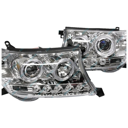 2 Headlights for Toyota Landcruiser 200 Series 07-15 Angel Eye Projector LED