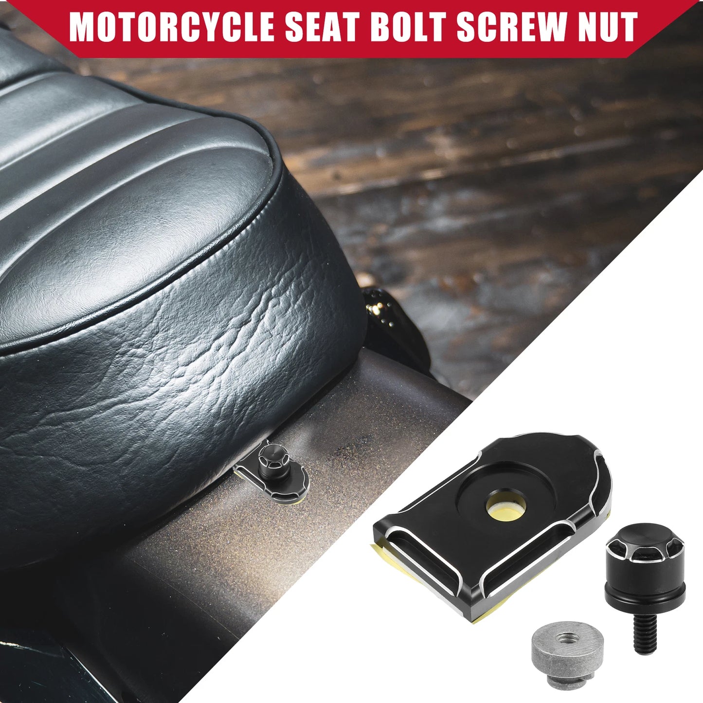 Set of 1 Motorcycle Seat Bolt Screw with Cover Nut for Harley Davidson
