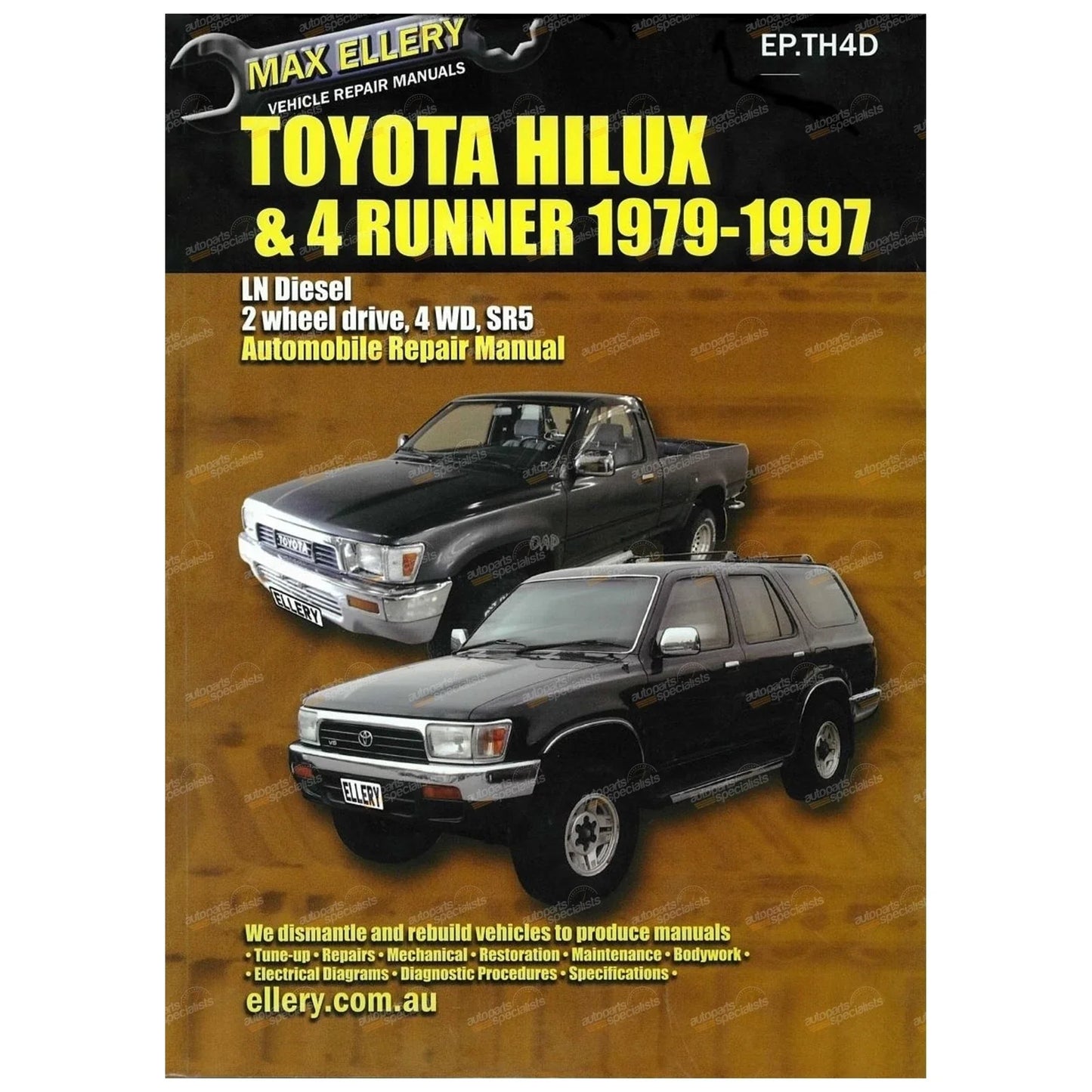 Workshop Repair Manual Ellery Book Diesel L 2L 3L for Hilux 4Runner (1979–1997)