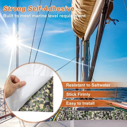 Self-Adhesive Boat Flooring Strip for Camo Green (96" L x 39" W)