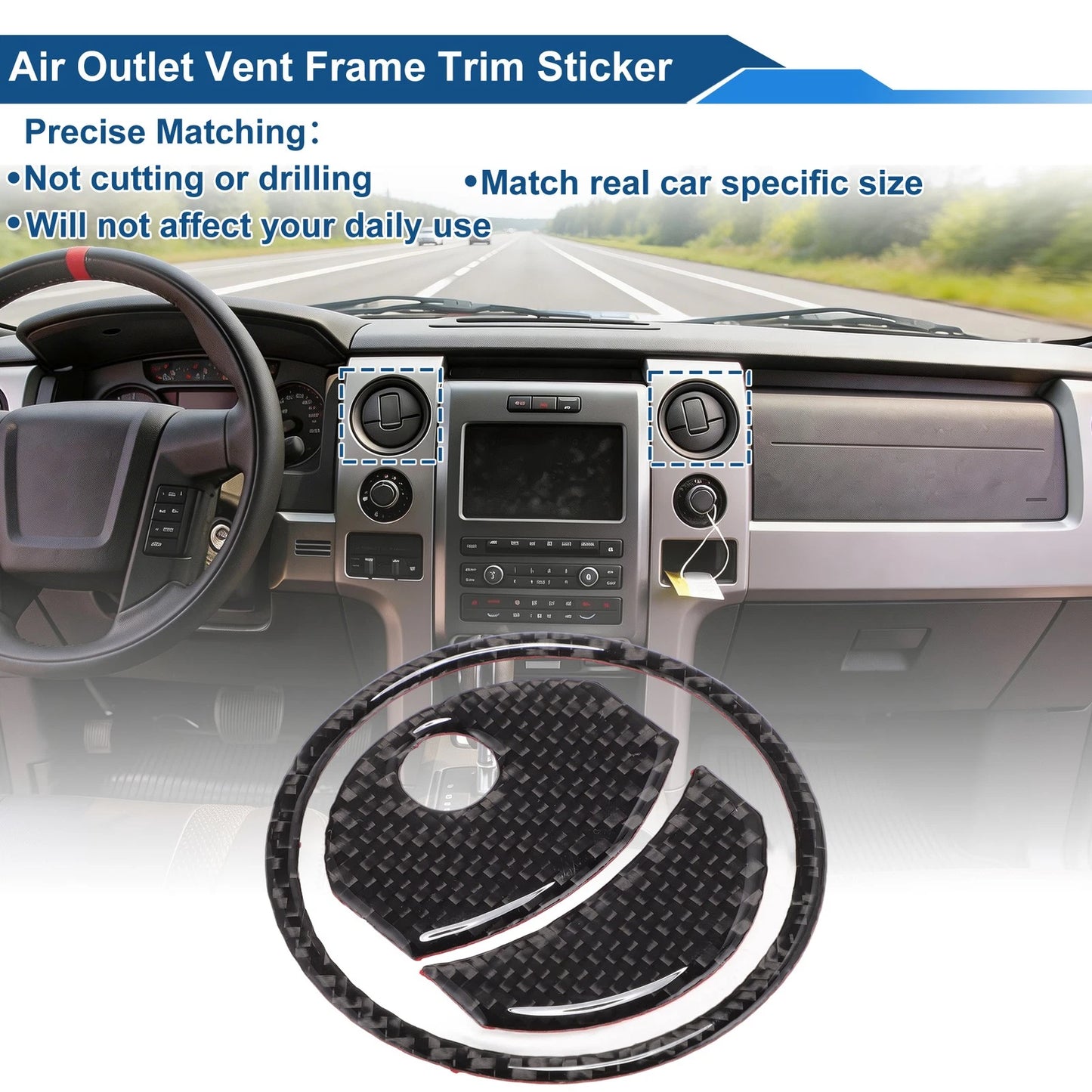Air Condition Outlet Vent Trim Cover for Ford F150 (2015–2023) Black