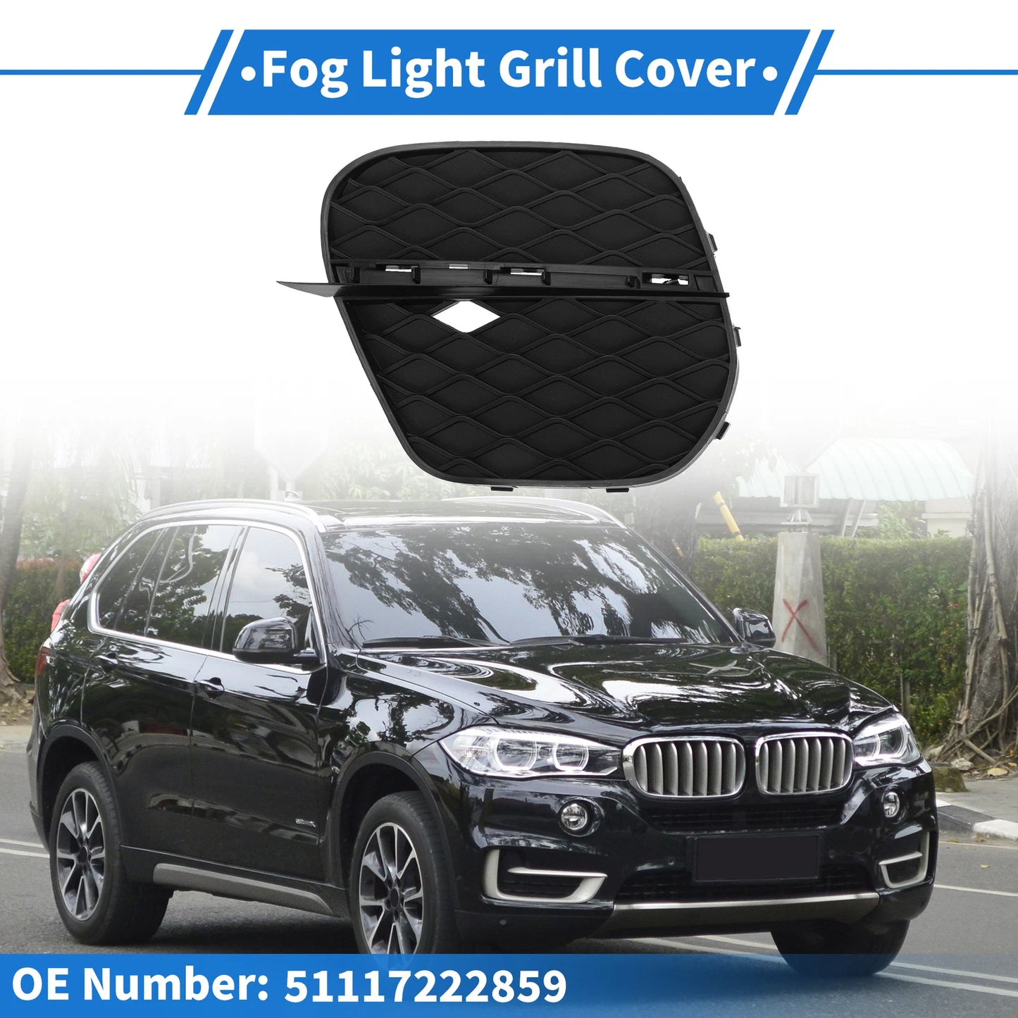 1 Pc Fog Light Grill for BMW X5 (2011–2013) No. 51117222859 Black