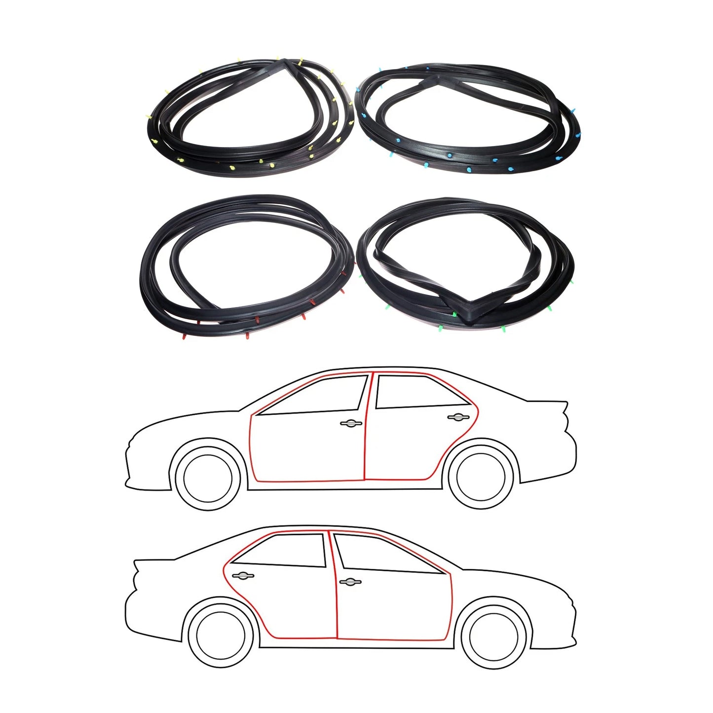 Set of 4 Weatherstrip for Toyota Crown S60 MS60 MS64 MS65 (1971–1974)