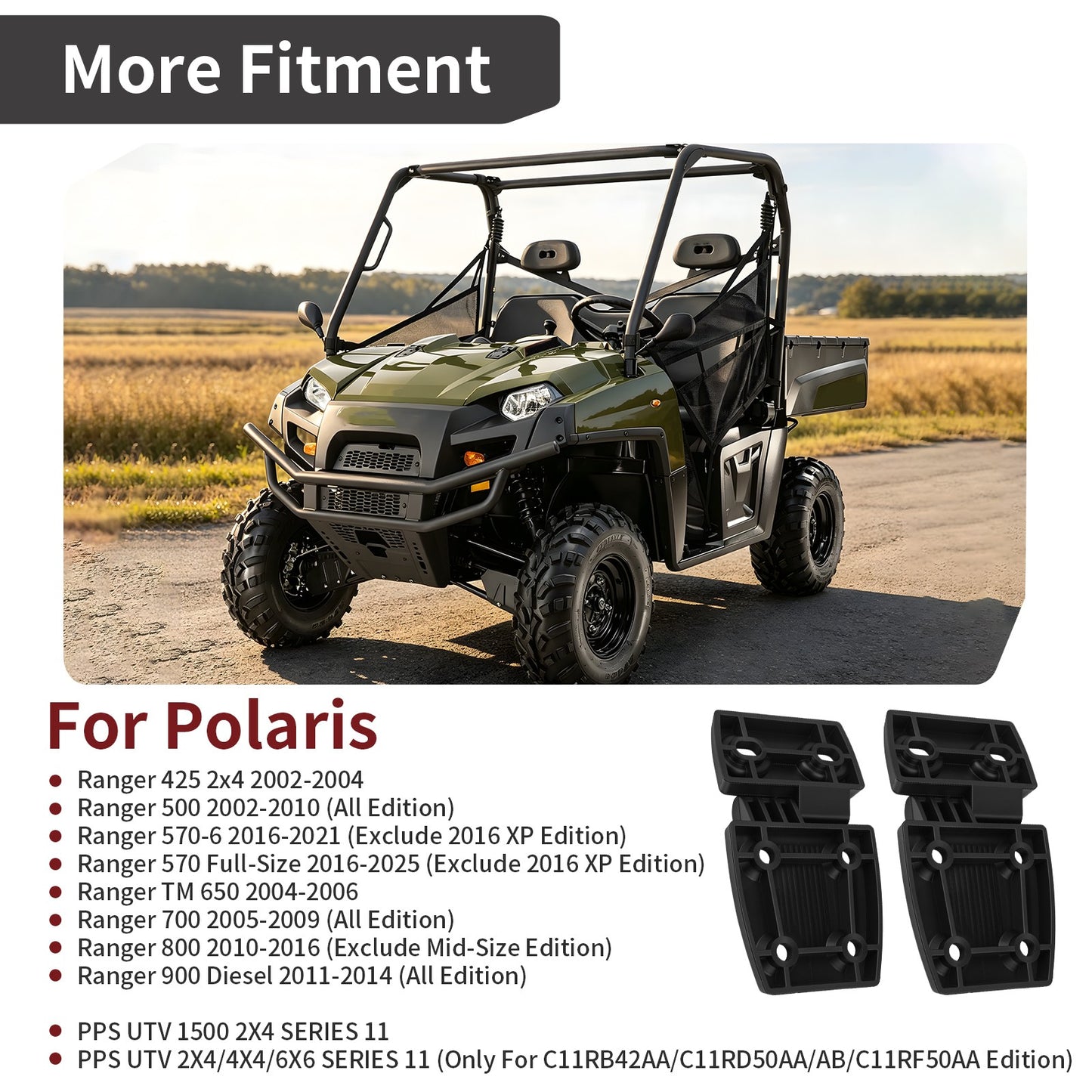 2X Hood Hinge for Polaris Ranger 425 500 700 800 900 TM 650 (2002–2025)