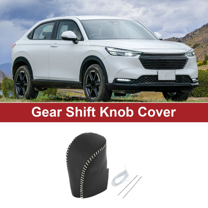 1 Pc Gear Shift Knob Cover for Honda HR-V (2023–2024) Black Grey Faux Leather